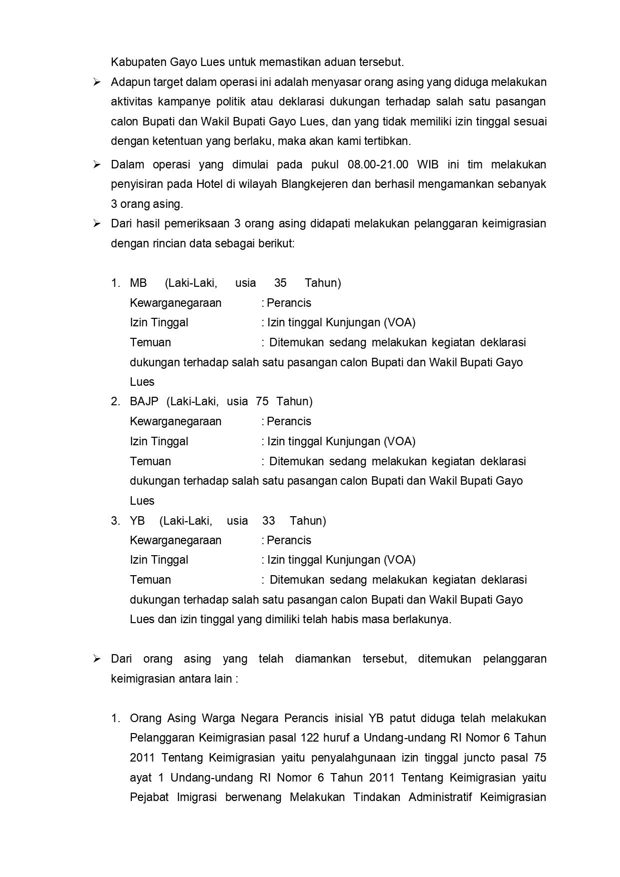 NARASI PRESS RELEASE IMIGRASI TAKENGON LAKUKAN PENERTIBAN WNA DI GAYO LUES pages to jpg 0002