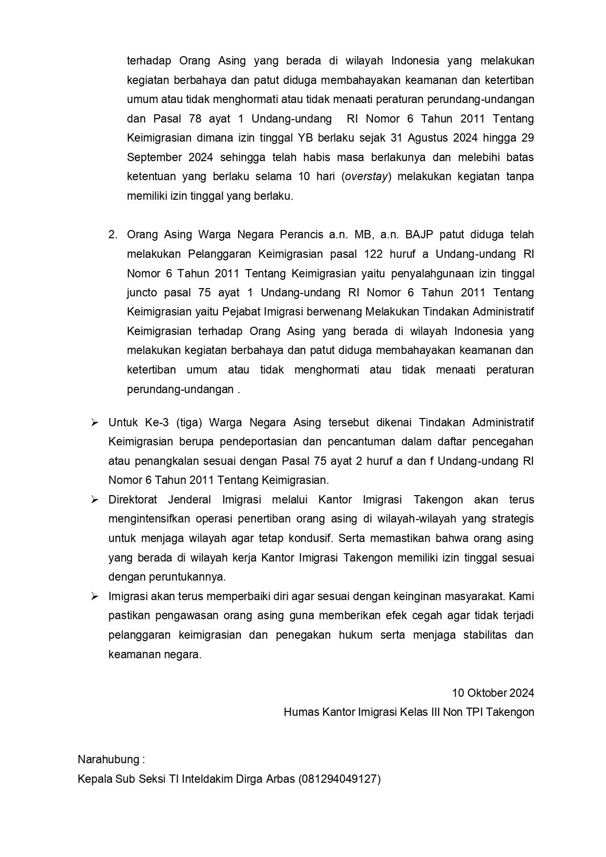 NARASI PRESS RELEASE IMIGRASI TAKENGON LAKUKAN PENERTIBAN WNA DI GAYO LUES pages to jpg 0003